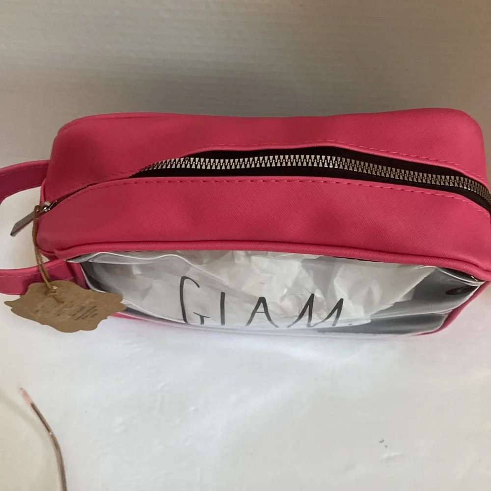 NWT Rae Dunn large clear with Pink 